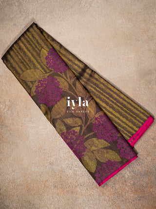 The Hydrangea Kanjeevaram in Deep Walnut Brown