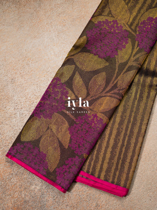 The Hydrangea Kanjeevaram in Deep Walnut Brown
