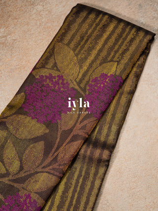 The Hydrangea Kanjeevaram in Deep Walnut Brown