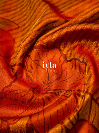 The Hibiscus Royale Kanjeevaram in Burnt Orange