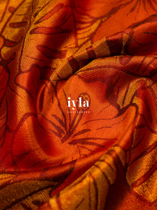 The Hibiscus Royale Kanjeevaram in Burnt Orange