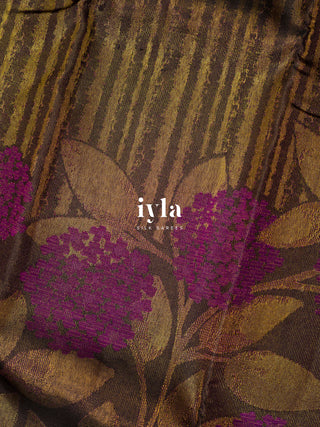 The Hydrangea Kanjeevaram in Deep Walnut Brown