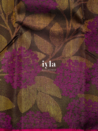 The Hydrangea Kanjeevaram in Deep Walnut Brown