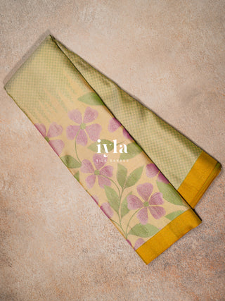 The Periwinkle Kanjeevaram in Champagne Ivory