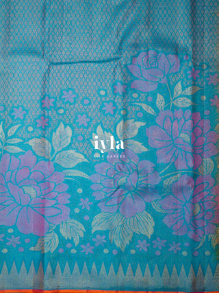 The Aqua Blue Wild Blooms Kanjeevaram