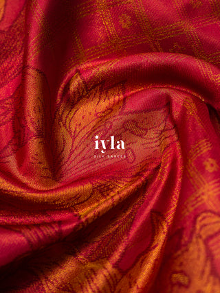 The Enchanted Wild Lily Kanjeevaram in Crimson Pink