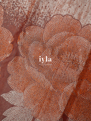 The Carnation Stone Bloom Kanjeevaram in Terracotta