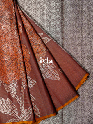 The Carnation Stone Bloom Kanjeevaram in Terracotta