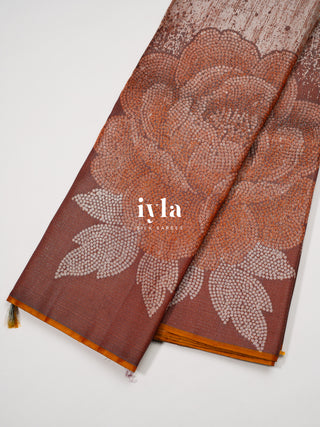 The Carnation Stone Bloom Kanjeevaram in Terracotta