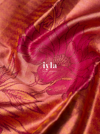 The Wild Flower Bloom Kanjeevaram in Salmon Pink