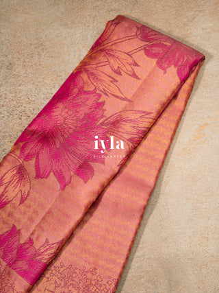 The Wild Flower Bloom Kanjeevaram in Salmon Pink