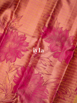 The Wild Flower Bloom Kanjeevaram in Salmon Pink