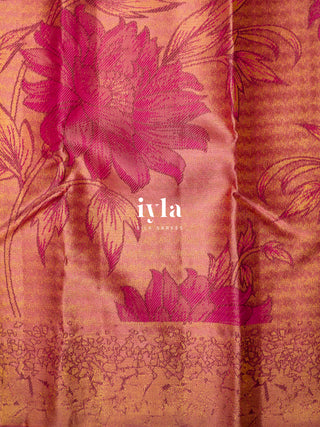 The Wild Flower Bloom Kanjeevaram in Salmon Pink
