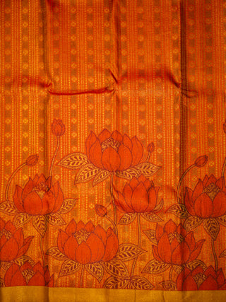 The Enchanted Lotus Pond Kanjeevaram in Burnt Orange