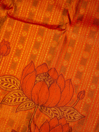 The Enchanted Lotus Pond Kanjeevaram in Burnt Orange