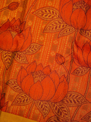 The Enchanted Lotus Pond Kanjeevaram in Burnt Orange