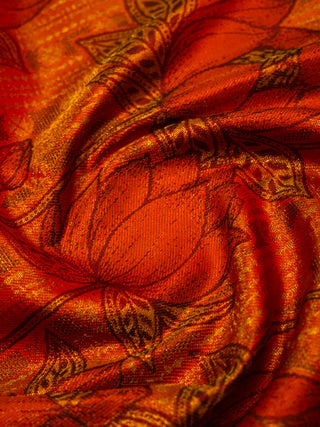 The Enchanted Lotus Pond Kanjeevaram in Burnt Orange