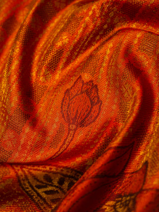 The Enchanted Lotus Pond Kanjeevaram in Burnt Orange