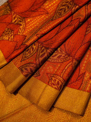 The Enchanted Lotus Pond Kanjeevaram in Burnt Orange