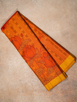 The Enchanted Lotus Pond Kanjeevaram in Burnt Orange