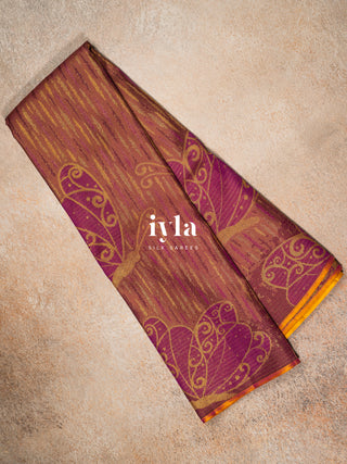 The Butterfly Ballet Kanjeevaram in Walnut Brown