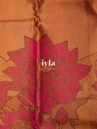 The Twilight Lotus Garden Kanjeevaram in Clay Pink