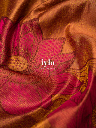 The Twilight Lotus Garden Kanjeevaram in Clay Pink