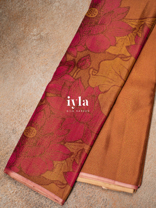 The Twilight Lotus Garden Kanjeevaram in Clay Pink