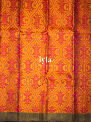 The Dreamy Floral Garden Kanjeevaram in Vibrant Orange