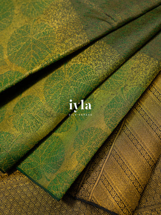 The Tropical Canopy Kanjeevaram in Vintage Emerald