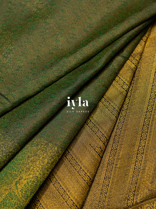 The Tropical Canopy Kanjeevaram in Vintage Emerald