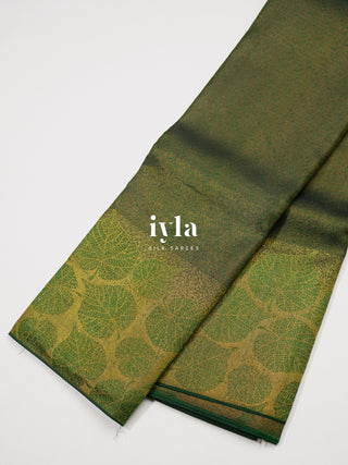 The Tropical Canopy Kanjeevaram in Vintage Emerald