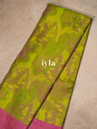 The Tropical Foliage Kanjeevaram in Pear Green