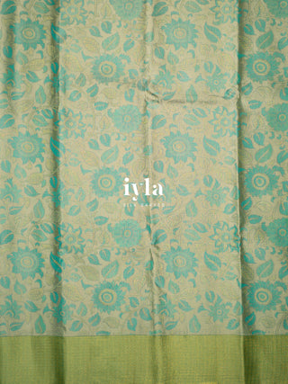 The Kalamkari Floral Themed Kanjeevaram in Pastel Core