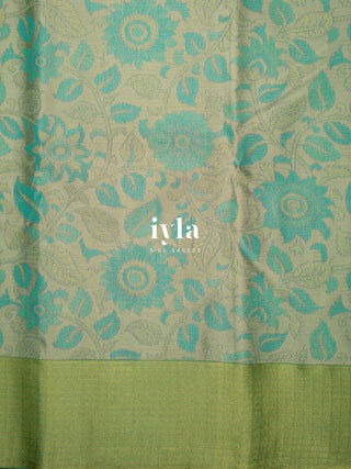 The Kalamkari Floral Themed Kanjeevaram in Pastel Core