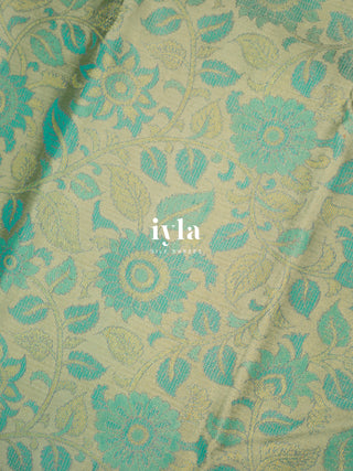 The Kalamkari Floral Themed Kanjeevaram in Pastel Core