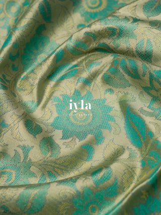 The Kalamkari Floral Themed Kanjeevaram in Pastel Core