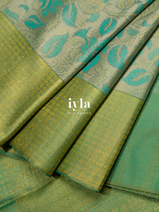 The Kalamkari Floral Themed Kanjeevaram in Pastel Core