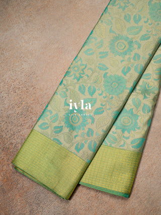 The Kalamkari Floral Themed Kanjeevaram in Pastel Core