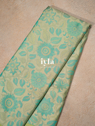 The Kalamkari Floral Themed Kanjeevaram in Pastel Core