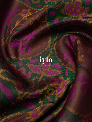 The Ikkat Floral Weave Kanjeevaram in Walnut Brown