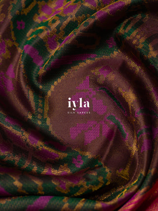 The Ikkat Floral Weave Kanjeevaram in Walnut Brown