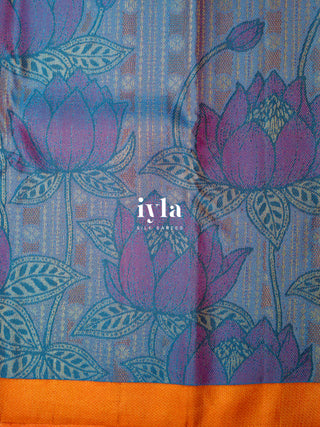 The Enchanted Lotus Pond Kanjeevaram in Ocean Blue