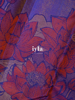 The Twilight Lotus Garden Kanjeevaram in Royal Amethyst