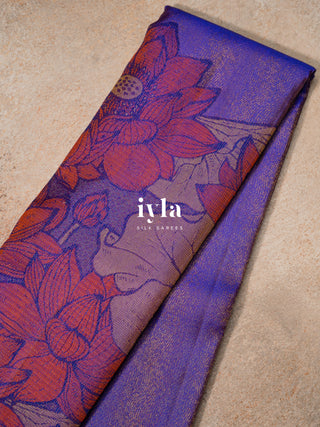 The Twilight Lotus Garden Kanjeevaram in Royal Amethyst