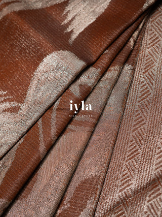 The Oriental Storks Kanjeevaram in Cocoa Brown