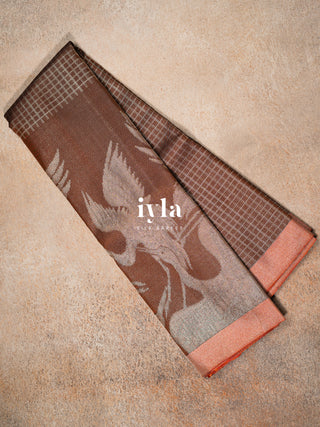 The Oriental Storks Kanjeevaram in Cocoa Brown
