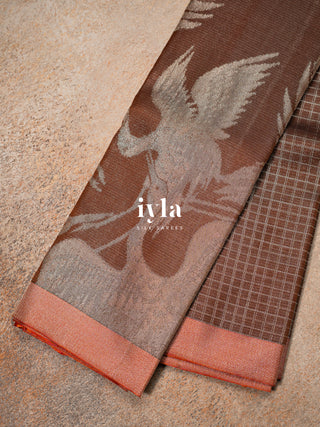 The Oriental Storks Kanjeevaram in Cocoa Brown