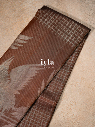 The Oriental Storks Kanjeevaram in Cocoa Brown