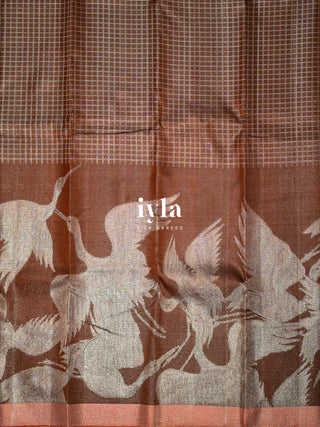 The Oriental Storks Kanjeevaram in Cocoa Brown